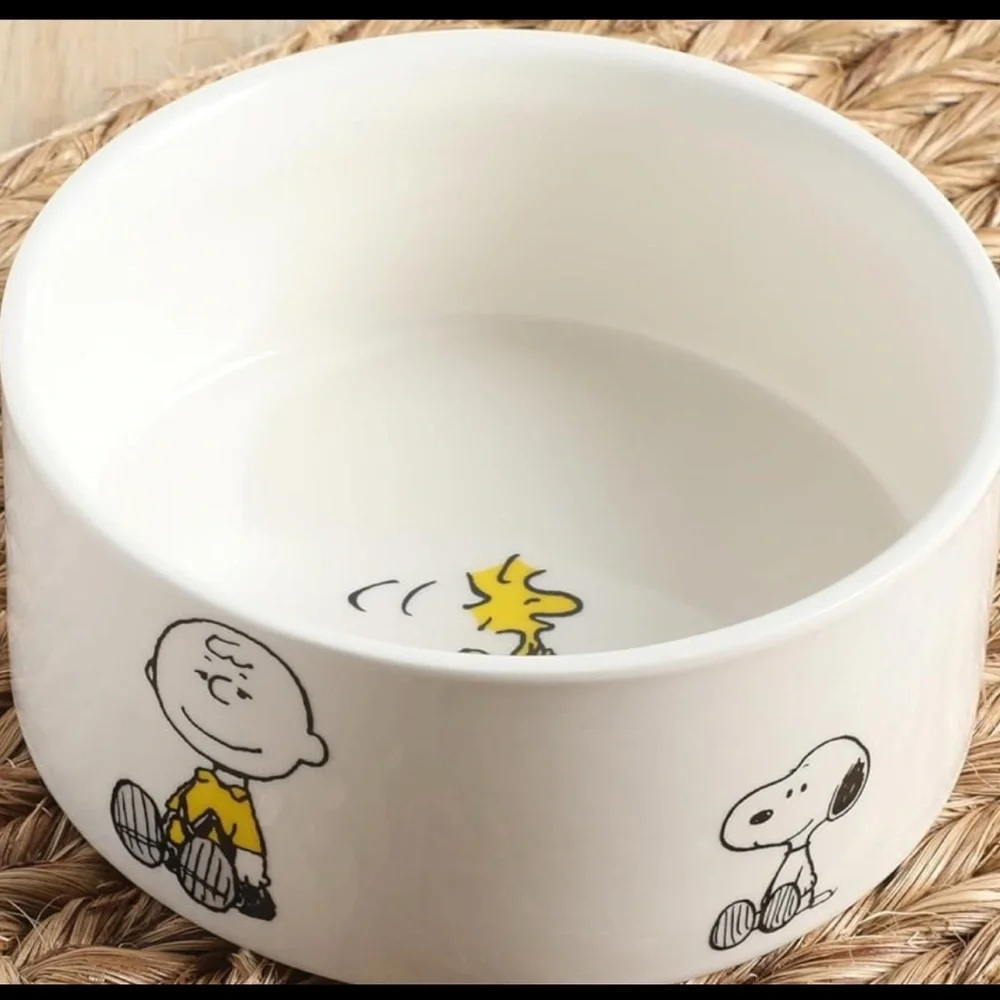 Peanuts White Ceramic Pet Bowls with Snoopy & Friends